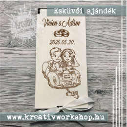 Esküvői lézergravírozott pénzátadó doboz