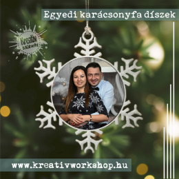 Egyedi fényképes műanyag hópihe karácsonyfa dísz